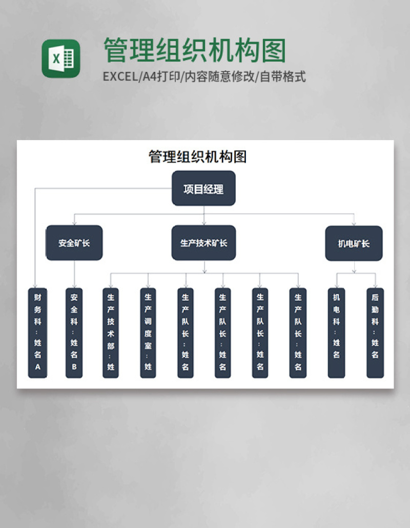 管理组织机构图Execl模板
