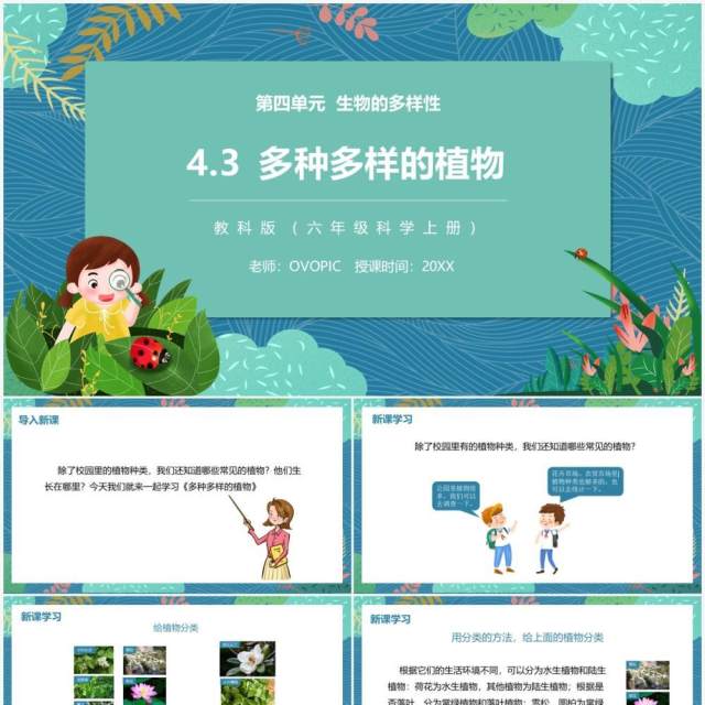 教科版六年级科学上册多种多样的植物PPT模板 教科版六年级科学上册多种多样的植物PPT模板