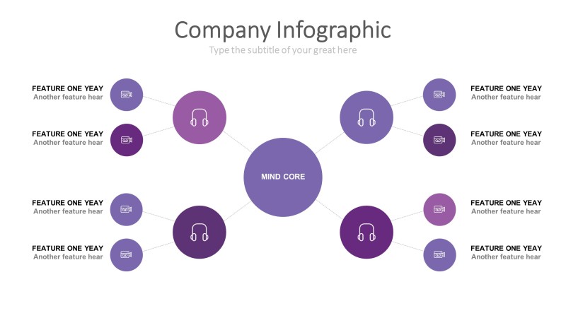 紫色圆形扩散PPT信息可视化图表4