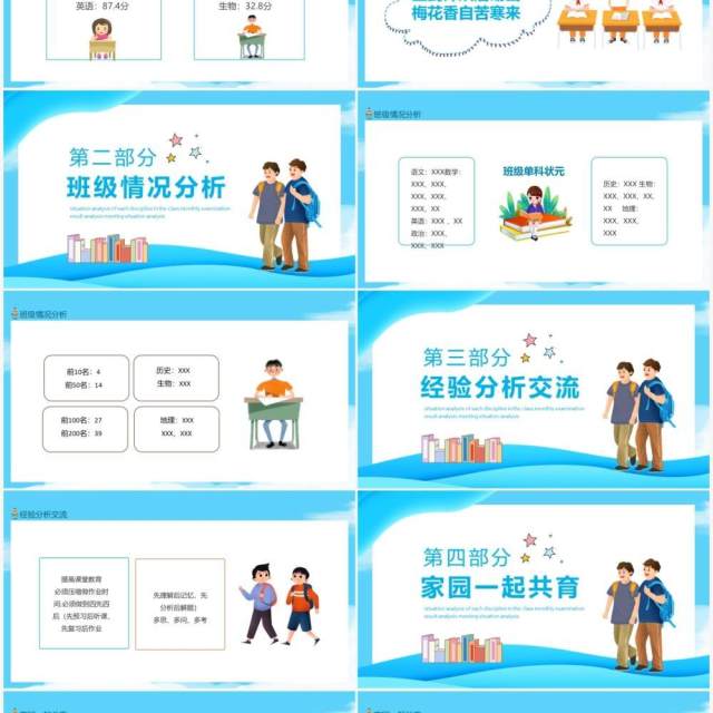 班级各学科的情况分析月考成绩分析会动态PPT模板 班级各学科的情况分析月考成绩分析会动态PPT模板