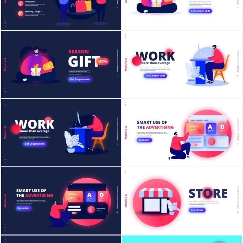 特殊平面图人物插画PPT素材设计Special Flat Graphic