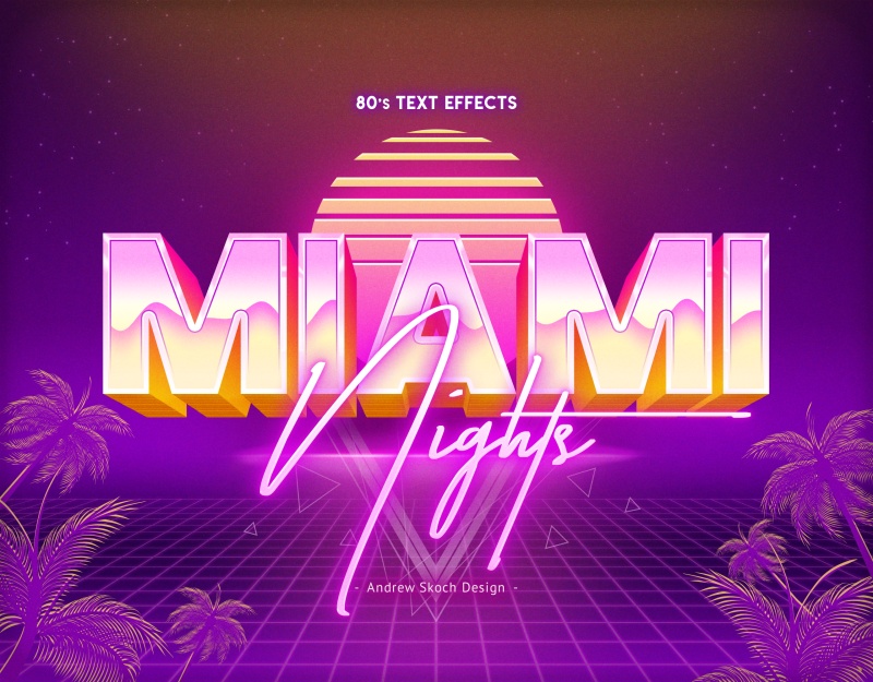80年代复古文字效果字体艺术效果样式PSD素材