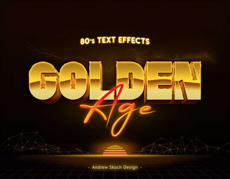 80年代复古文字效果字体艺术效果样式PSD素材