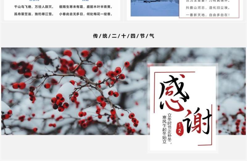 简约中国风传统二十四节气之立冬介绍PPT模板