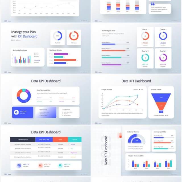 浅色系企业经营分析KPI数据图表PPT素材 KPI Dashboard 浅色系企业经营分析KPI数据图表PPT素材 KPI Dashboard