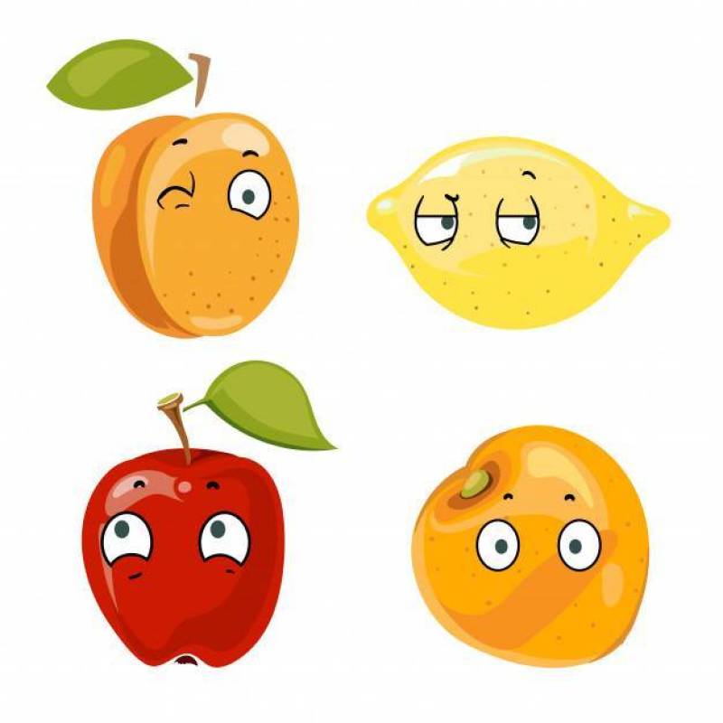桃柠檬苹果和橙色面孔