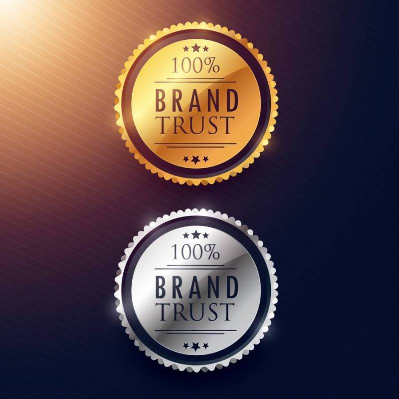 黄金和白银品牌信任标签设计