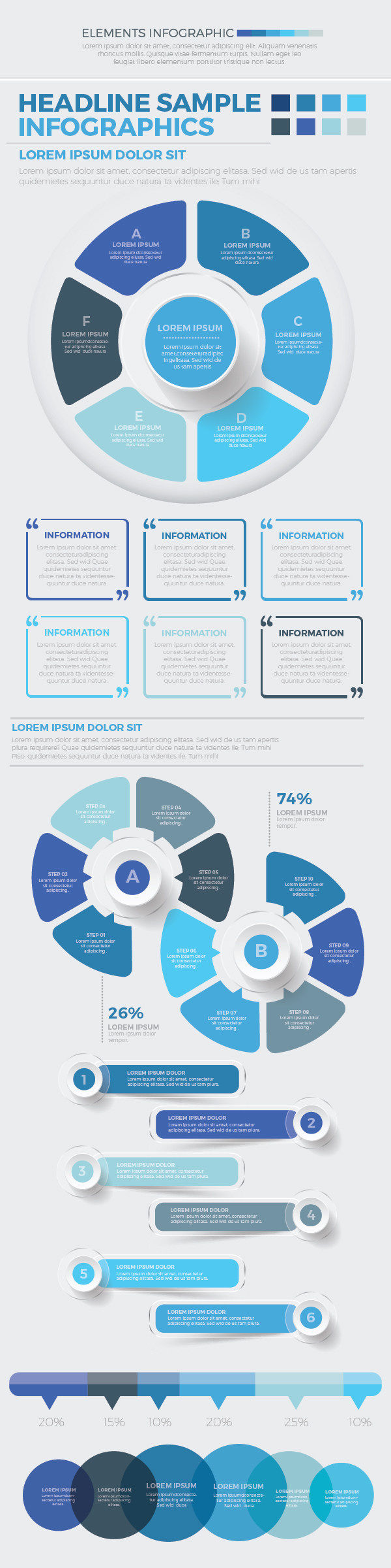 蓝色数据信息图形设计Blue Data Infographics Design