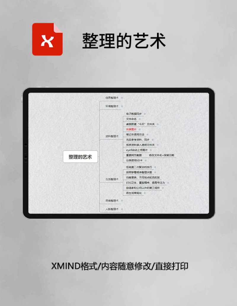 思维导图简洁整理的艺术XMind模板