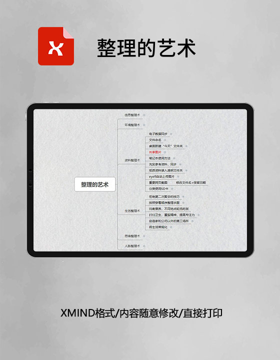 思维导图简洁整理的艺术XMind模板