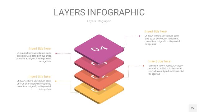 粉黄色3D分层PPT信息图27