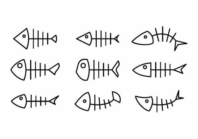 鱼骨线图标 矢量