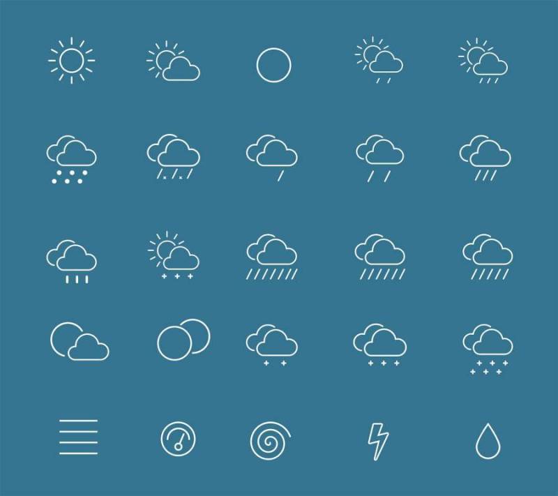 25 枚线性天气图标