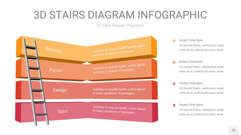 莫兰迪紫黄色3D阶梯PPT图表30