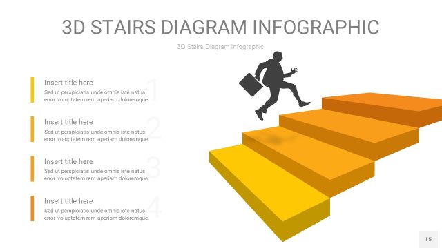渐变黄色3D阶梯PPT图表15