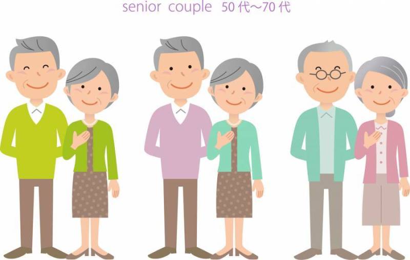 高级夫妇，整个身体，设置