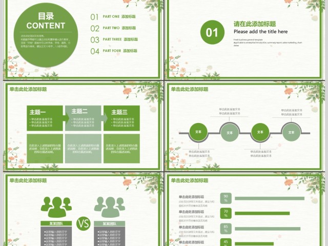 2018植物绿色小清新工作报告总结PPT