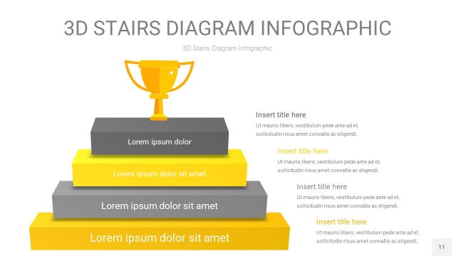 灰黄色3D阶梯PPT图表11