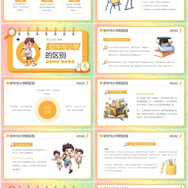 橙色3D卡通风初中新生家长会PPT模板 橙色3D卡通风初中新生家长会PPT模板