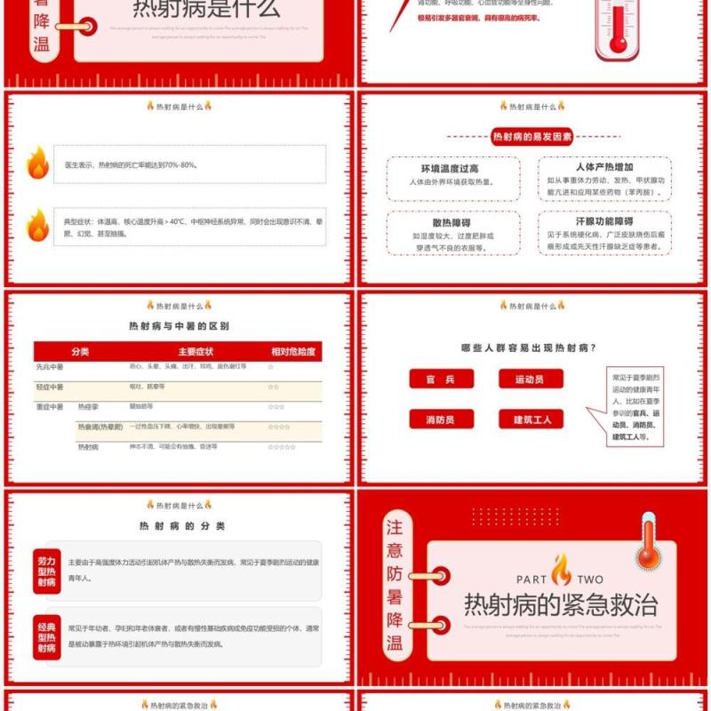 红色高温天警惕致命热射病宣传PPT模板