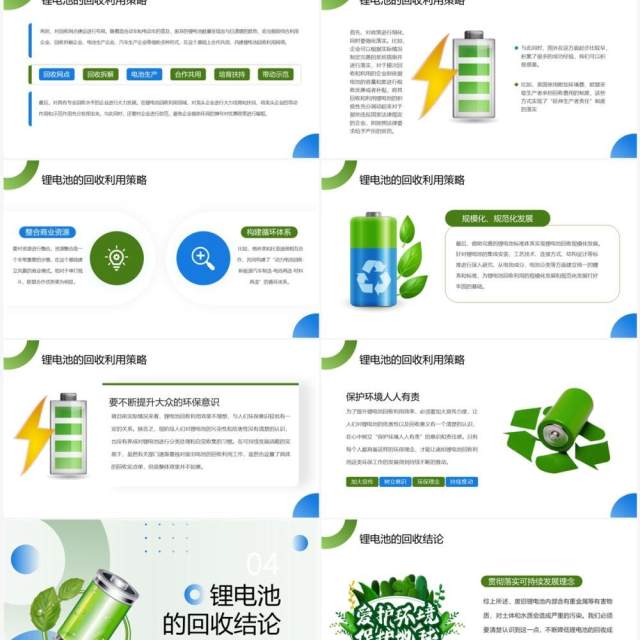 绿色锂电池的回收与利用策略PPT模板 绿色锂电池的回收与利用策略PPT模板