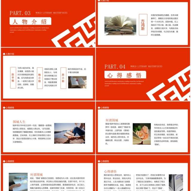 钱钟书小说世界文学名著围城导读动态PPT模板 钱钟书小说世界文学名著围城导读动态PPT模板