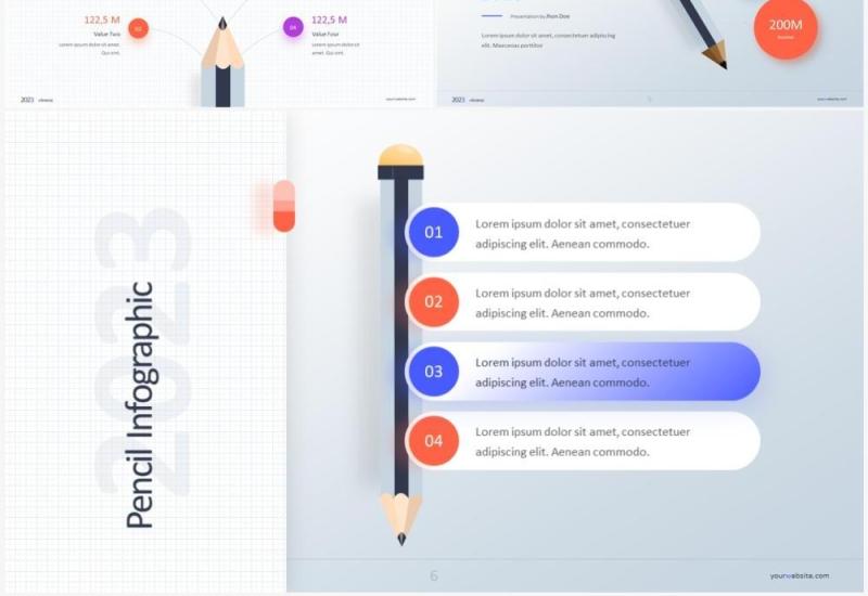 创意铅笔图元素PPT信息素材