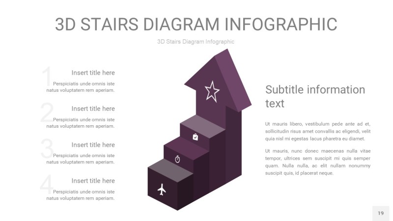 渐变深紫色3D阶梯PPT图表19
