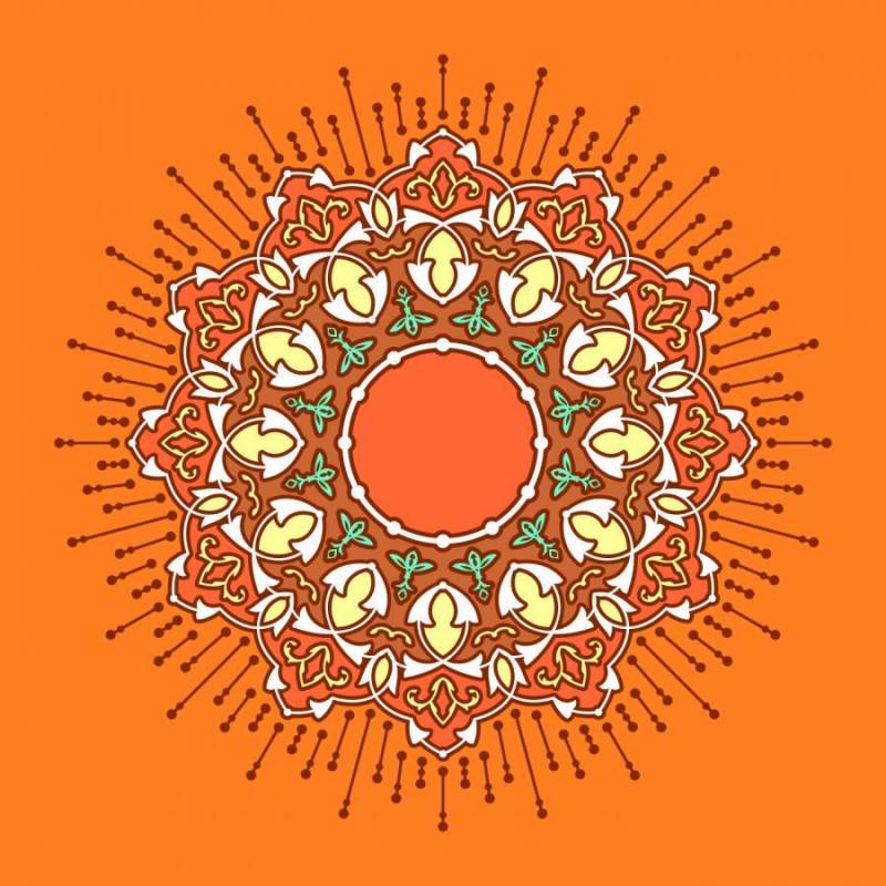 曼荼罗装饰饰品橙色背景矢量