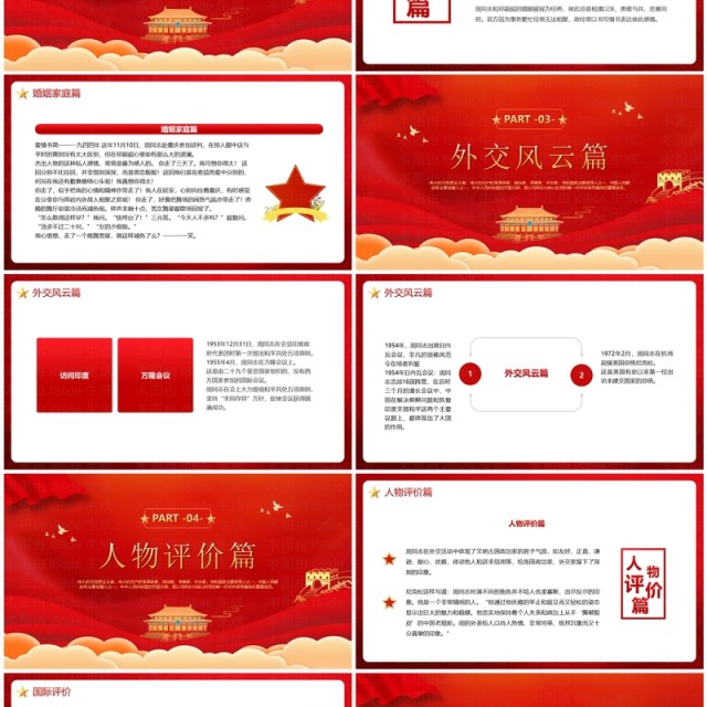 红色党政风纪念周同志诞辰126周年PPT模板