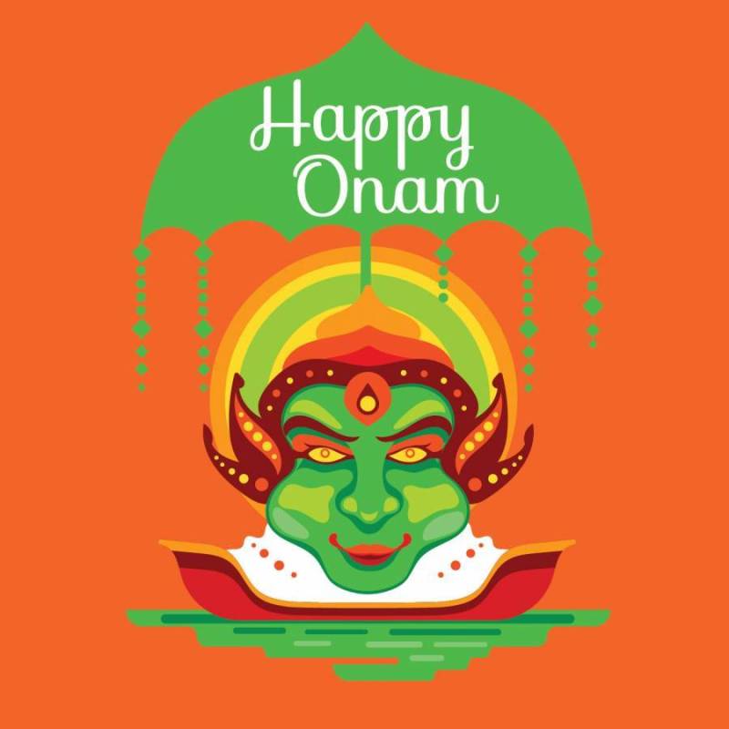 Kathakali面对南印度节Onam的装饰背景