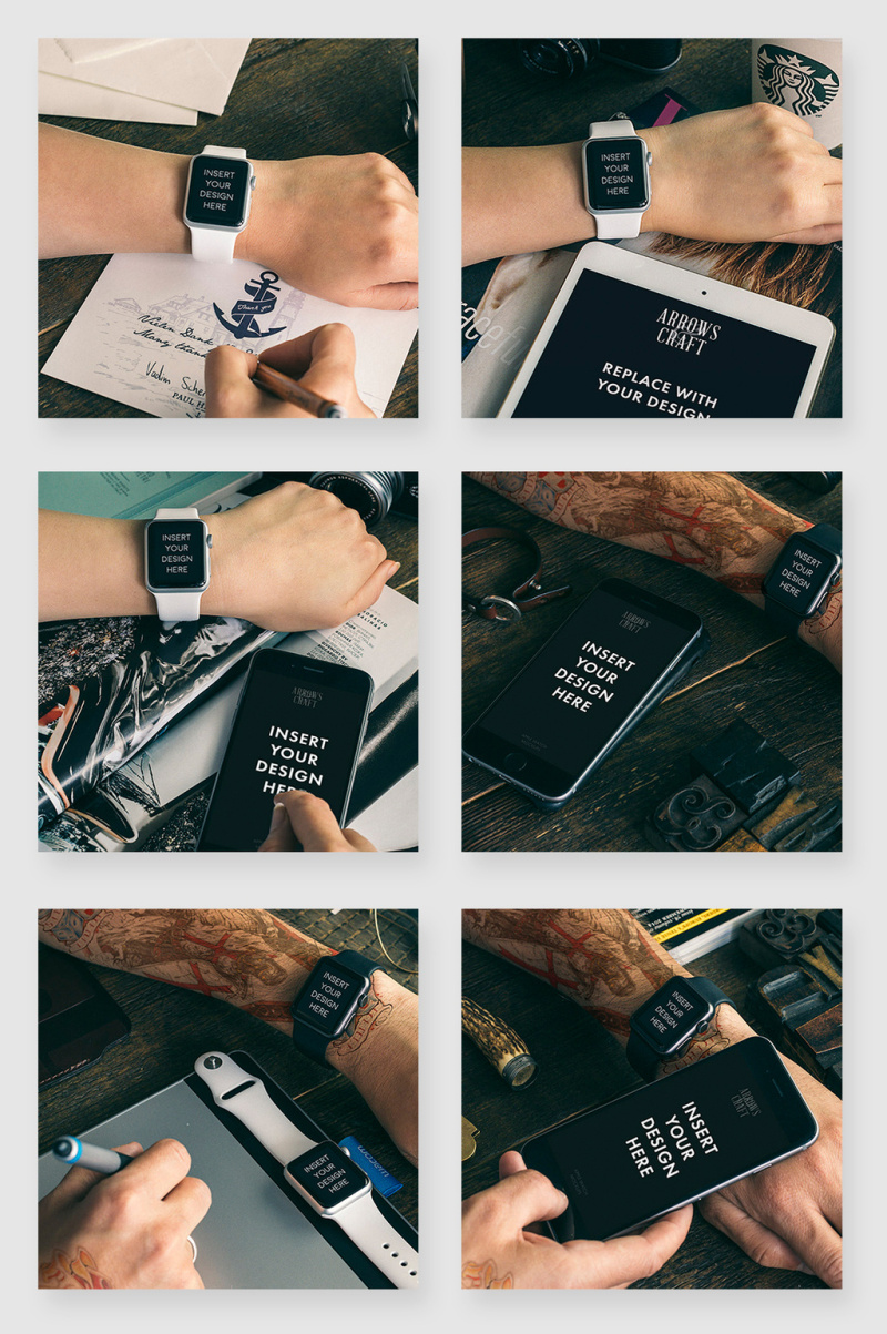 手机iwatch使用佩戴场景贴图素材