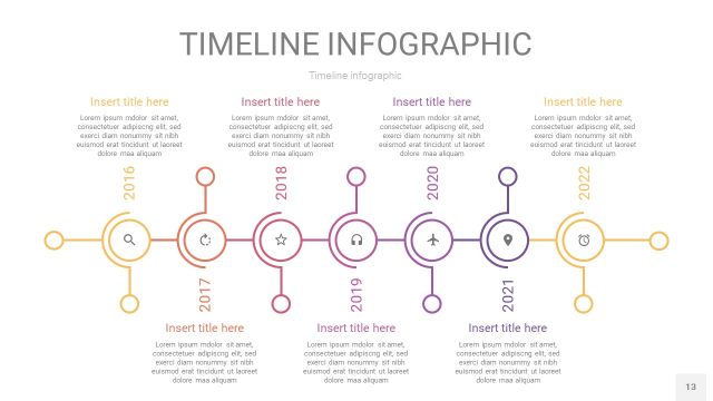 紫黄色时间轴PPT信息图13