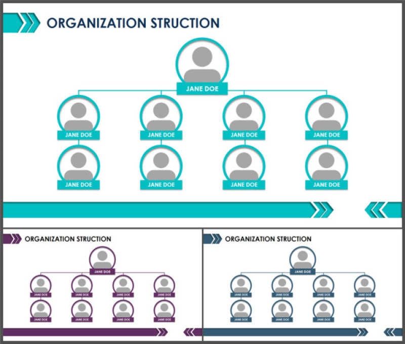 组织架构图-商业图表-商务实用清新蓝绿