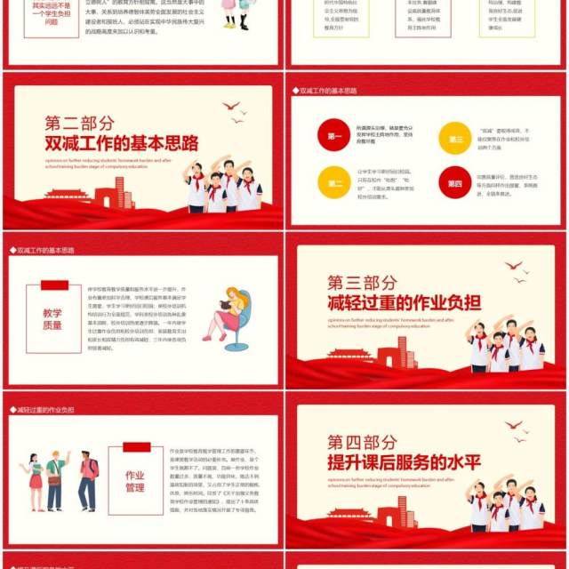 关于双减重点解析关于进一步减轻义务教育阶段学生作业负担和校外培训负担的意见动态PPT模板 关于双减重点解析关于进一步减轻义务教育阶段学生作业负担和校外培训负担的意见动态PPT模板