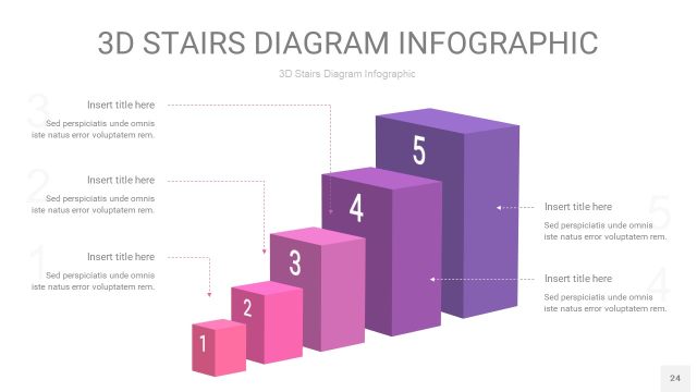 渐变粉紫色3D阶梯PPT图表24