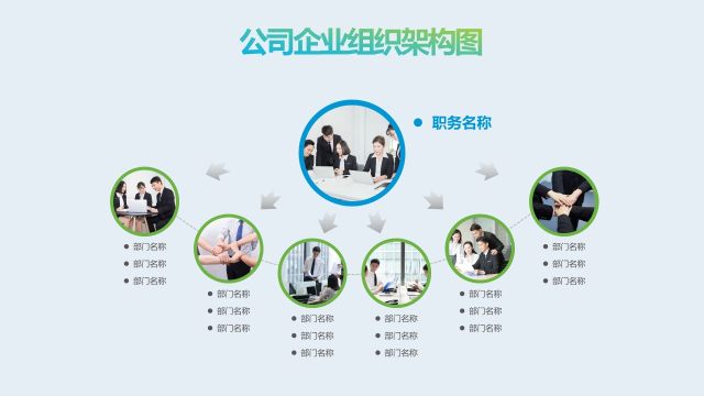 蓝绿色公司企业组织架构图PPT模板9 蓝绿色公司企业组织架构图PPT模板9
