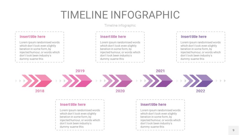 渐变粉色时间轴PPT信息图9