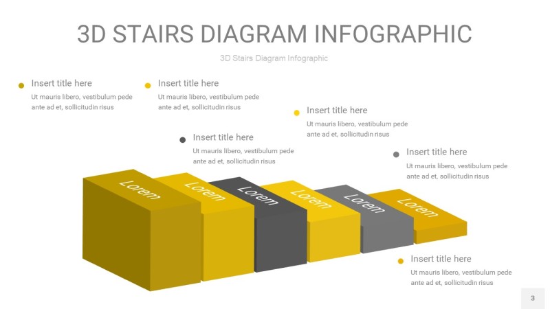 灰黄色3D阶梯PPT图表3