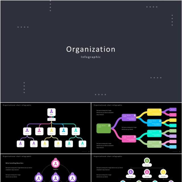 深色系组织架构图PPT信息图表素材Organization Infographic Dark