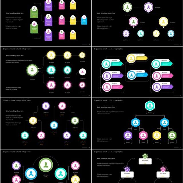 深色系组织架构图PPT信息图表素材Organization Infographic Dark