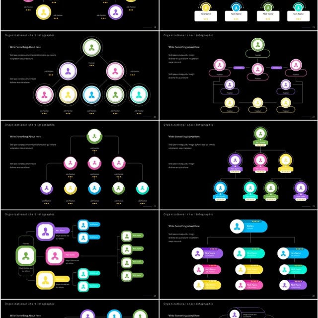 深色系组织架构图PPT信息图表素材Organization Infographic Dark