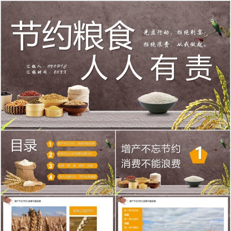 简约节约珍惜粮食人人有责PPT模板
