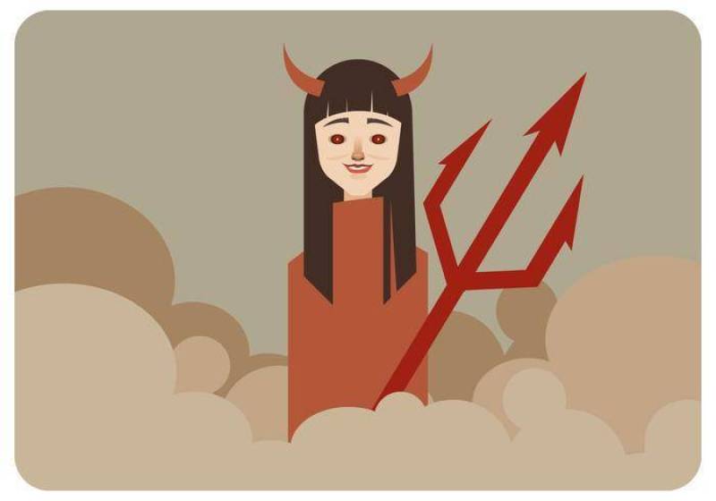 魔鬼角向量的女孩