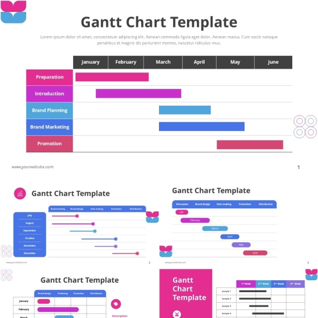 甘特图项目计划表PPT素材模板Gantt Diagram PowerPoint Template