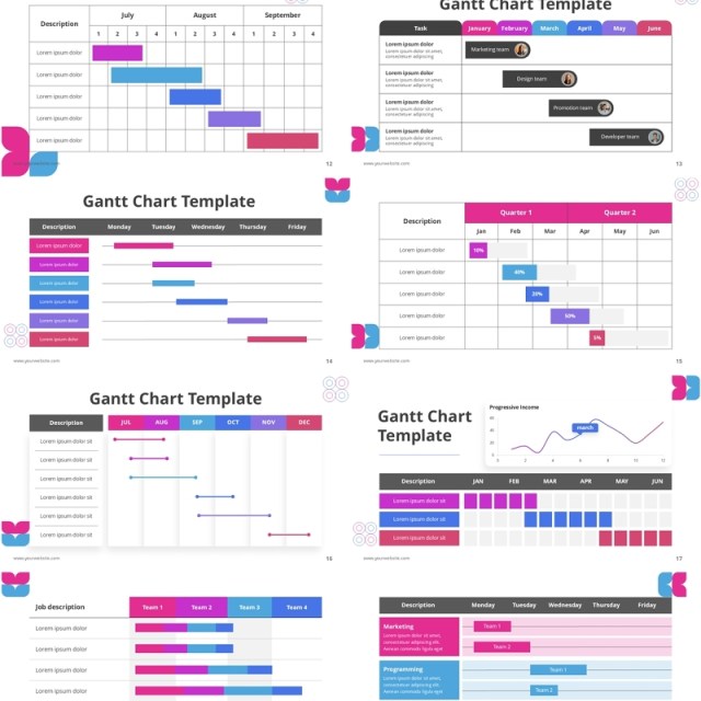 甘特图项目计划表PPT素材模板Gantt Diagram PowerPoint Template