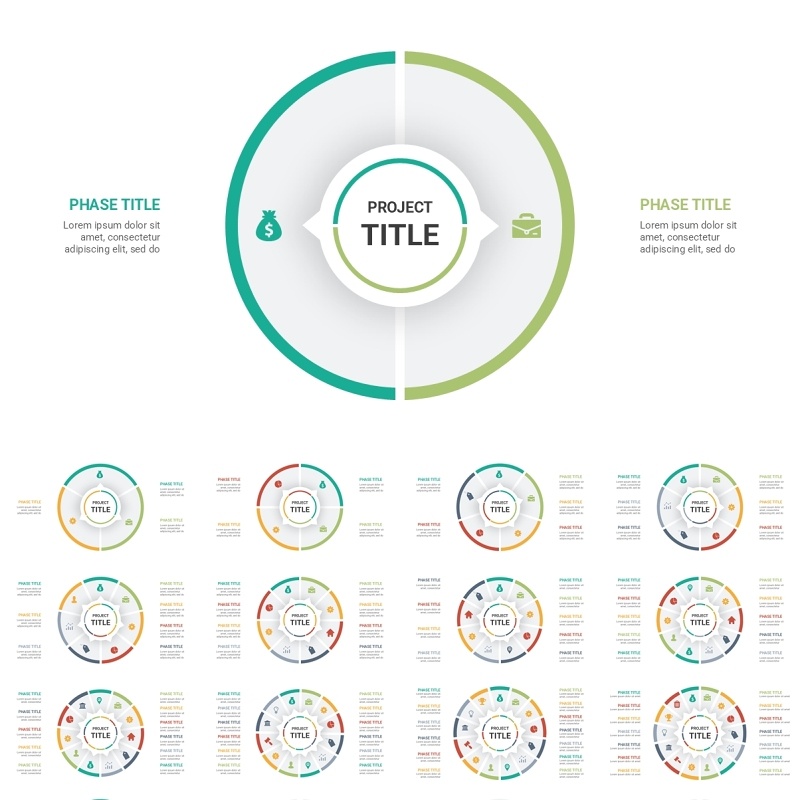 彩色循环图圆形信息图PPT模板素材Cycle Infographics