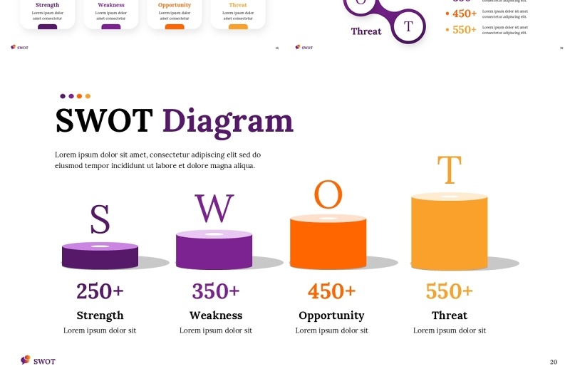 彩色SWOT分析图表PPT素材模板SWOT Diagram