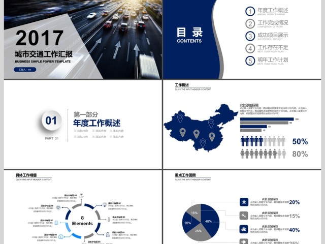 2017年城市交通工作汇报总结PPT模板