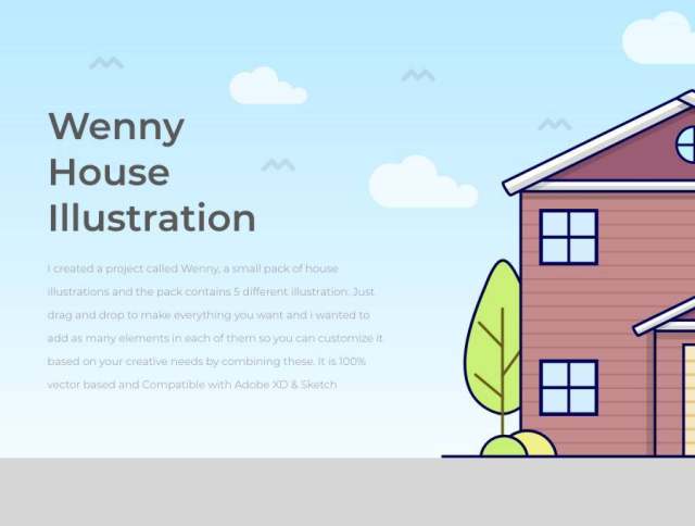 适用于iOS，Android，Web和Apps的家庭插图。，Wenny House插图